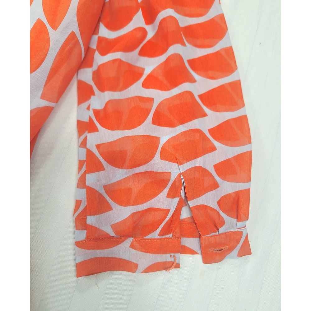 Diane von Furstenberg‎ Silk Mini Dress Orange Navy Geometric Print Size 2 DVF - Picture 7 of 7